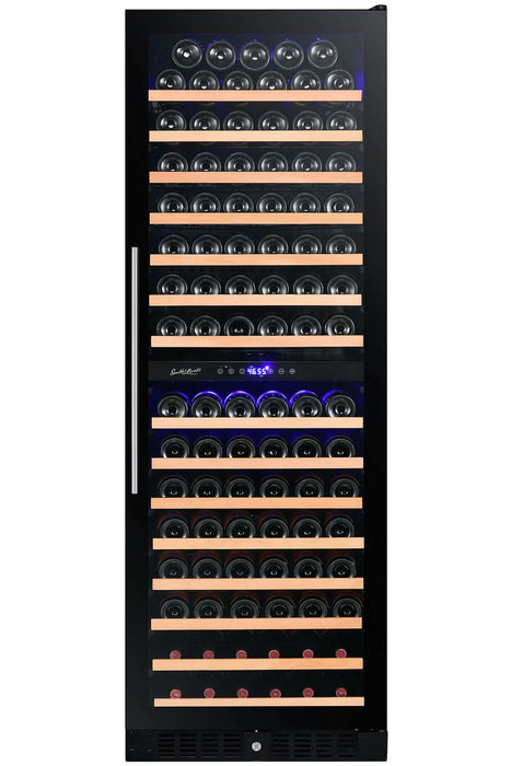 Smith & Hanks 166 Bottle Dual Zone Wine Cooler, Smoked Black Glass Door