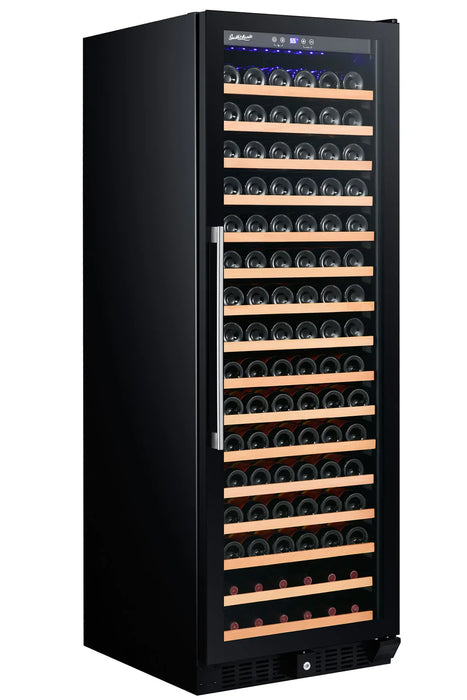 Smith & Hanks 166 Bottle Single Zone Wine Cooler, Smoked Black Glass Door