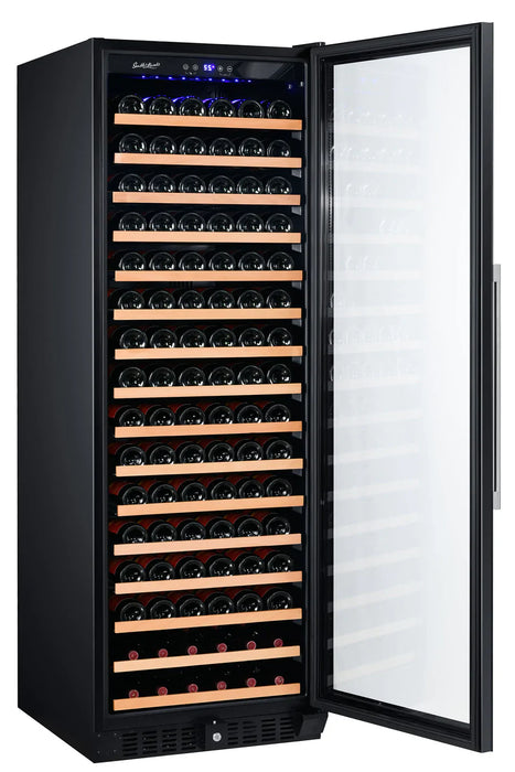 Smith & Hanks 166 Bottle Single Zone Wine Cooler, Smoked Black Glass Door