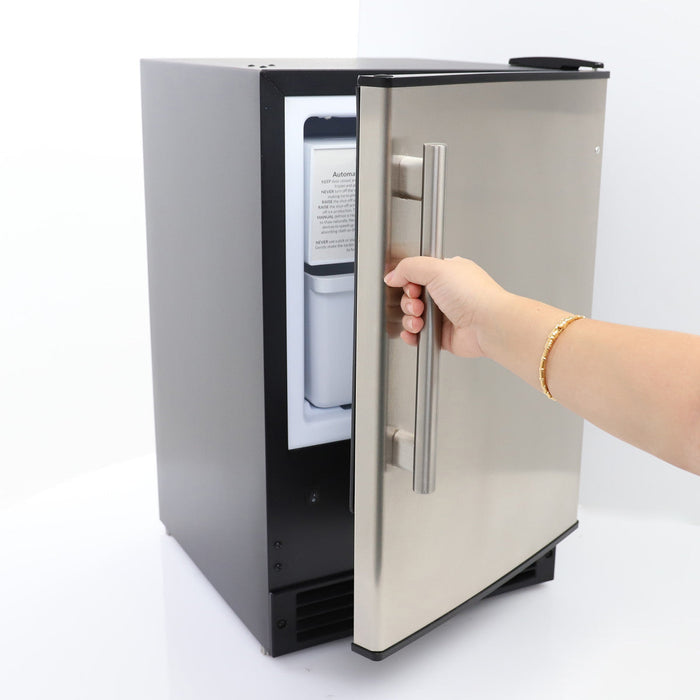 Maxx Ice Countertop or Built-In Ice Maker, 15 lbs, Crescent Cube, Black w/Stainless Steel Door