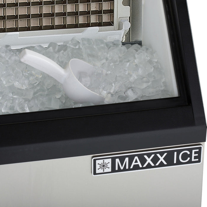 Maxx Ice Self-Contained Ice Machine, 260 lbs, Full Dice Cubes, Storage Bin, Stainless Steel/Black Trim