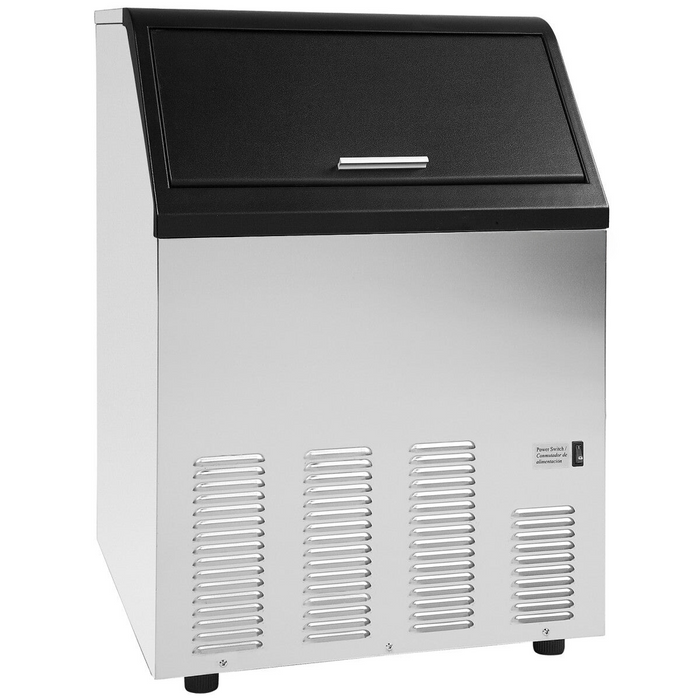 Self-Contained Ice Machine, 130 lbs, Bullet Cubes, w/Storage Bin, Stainless Steel/Black Trim