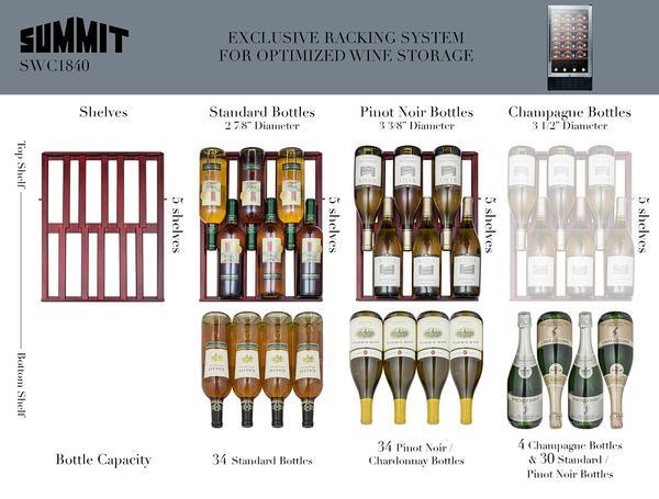 Summit 18" Wide Wine Cellar Built-In or Freestanding Use SWC1840B