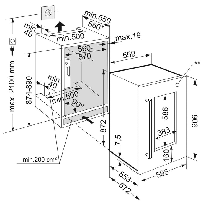 30 Bot Dual Zone Built-in Wine Cabinet