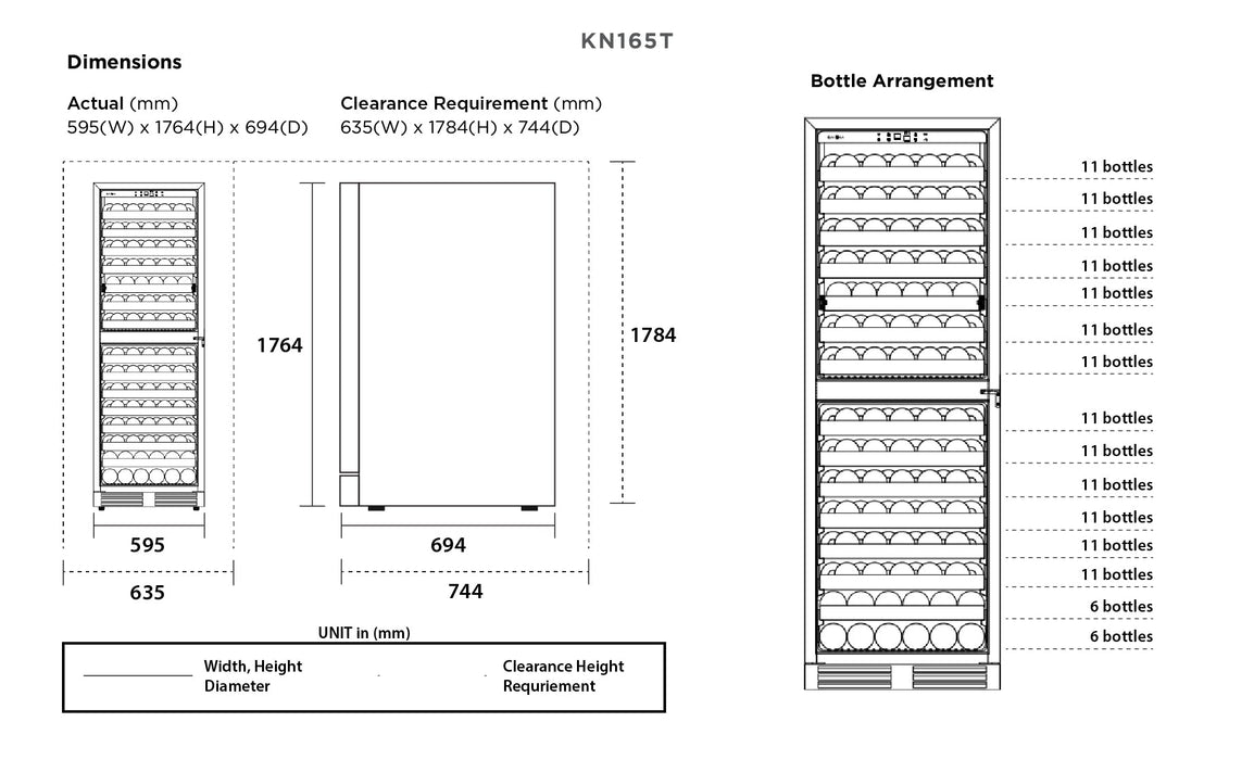 Divine Wine Storage 155 Bot Dual Zone Wine Cabinet