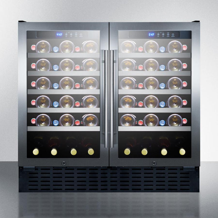 Summit Dual Zone Side by Side Stainless Steel Wine Cooler SWC3668