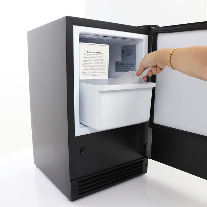 Maxx Ice Countertop or Built-In Ice Maker, 15 lbs, Crescent Cube, Black w/Stainless Steel Door
